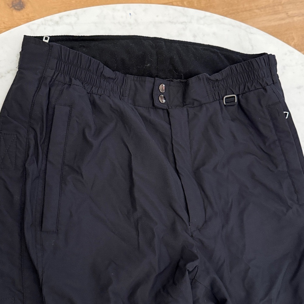 Vintage Obermeyer Black Ski Snow Pants Mens L Side Zip Waterproof Winter